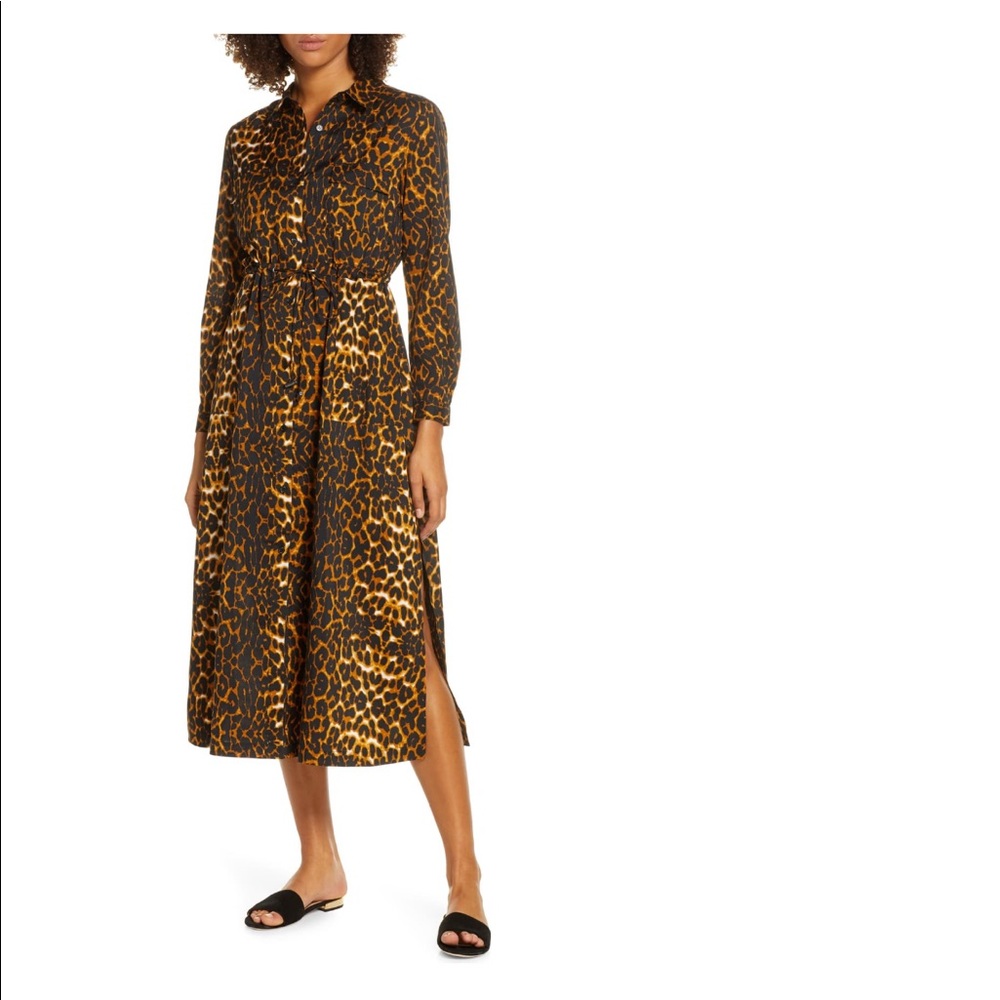 French Connection midi leopard shirt dress